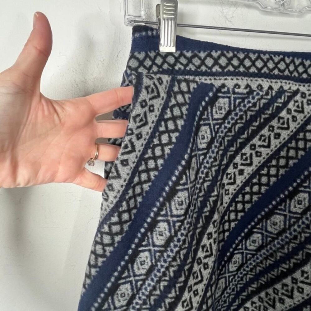 Idealsanxun Women's Wool Midi Skirt S Gray & Blue Patterned Pleated A-Line - Picture 5 of 10
